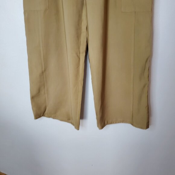 Women's Size M Wide Leg Cargo Pants Tan Forever 21 Detachable Belt High Rise - Picture 5 of 10